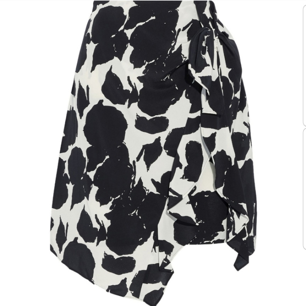 Derek Lam 10 Crosby Silk Ruffle Tie Skirt Sz 6